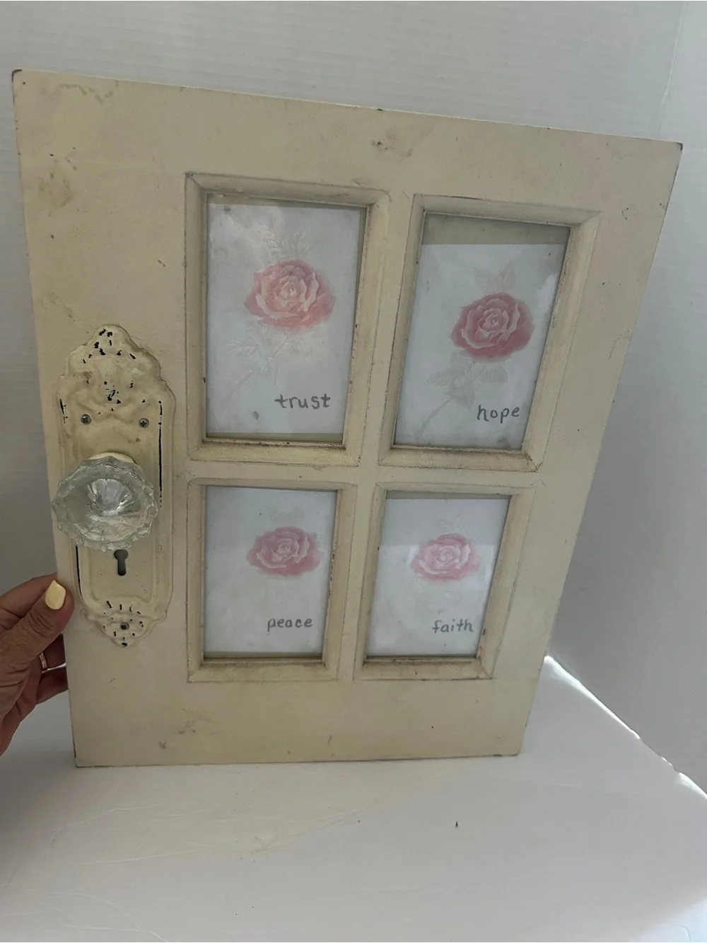 Source Unknown Cream Multi-Opening Frame with Glass Knob